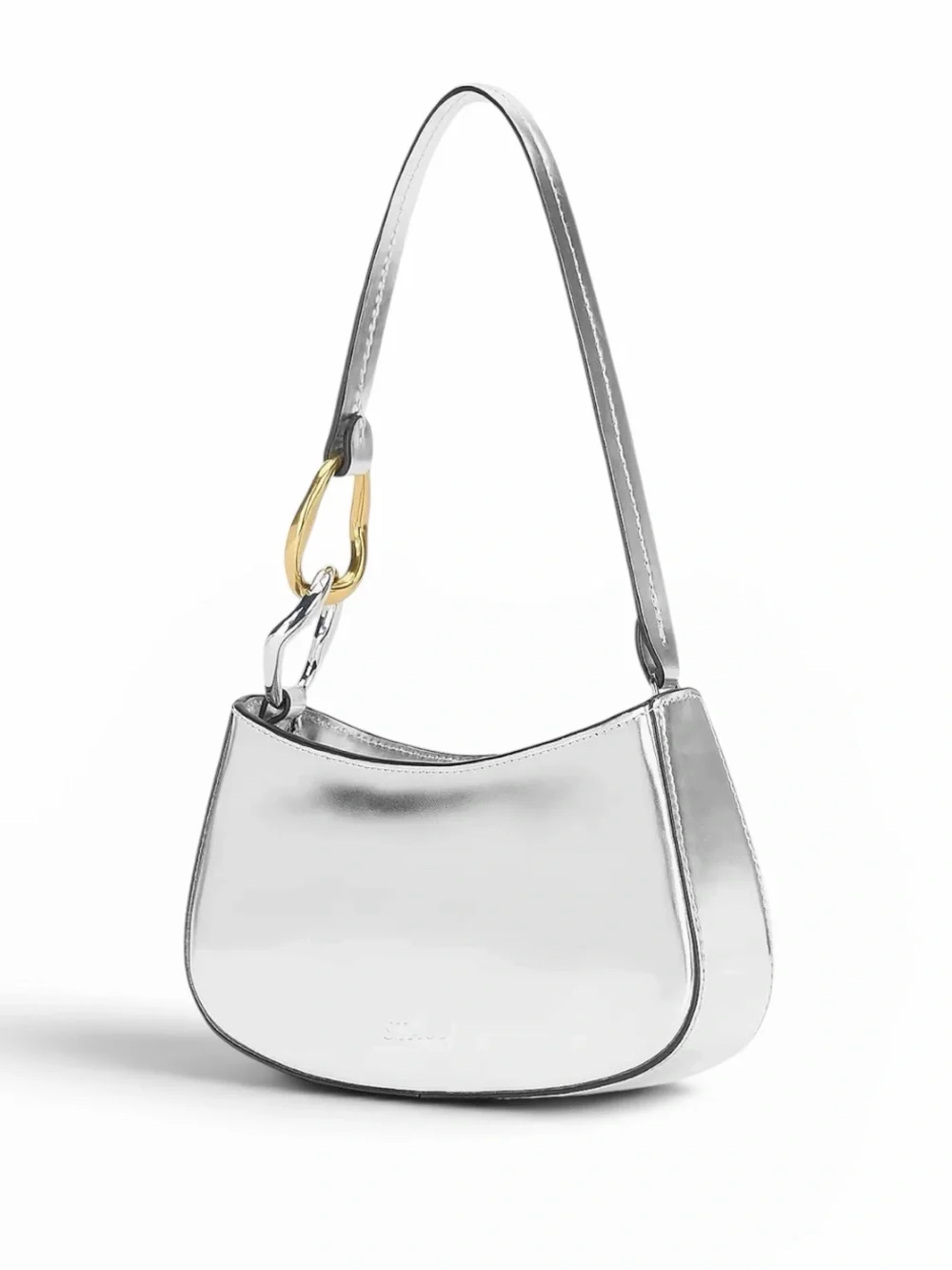 Staud Ollie Metallic Silver Shoulder Bag